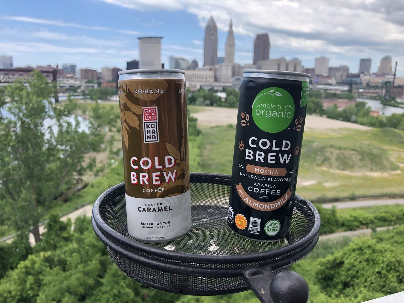 Coffee on a balcony overlooking the landscape